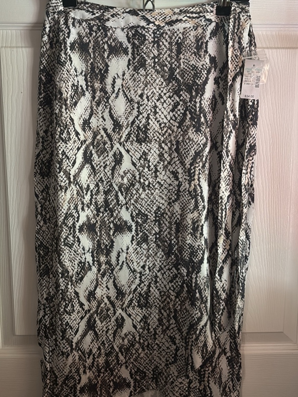 Maurices Black and White Snake-Print Midi Skirt
